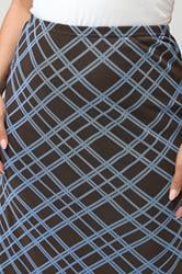 YOURS LONDON Plus Size Brown & Blue Check Maxi Skirt | Yours Clothing 5