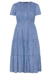YOURS Plus Size Blue Dobby Notch Neck Dress |  Yours Clothing 5