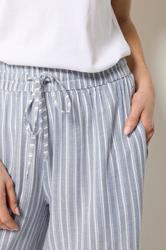 M&Co Blue Stripe Tie Waist Cotton Trousers | M&Co 5