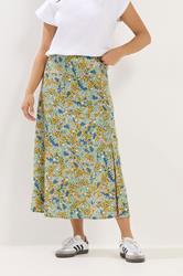PixieGirl Petite Women's Green Ditsy Floral Midi Skirt | PixieGirl 1