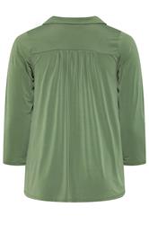 EVANS Plus Size Khaki Green Long Sleeve Blouse | Evans  6