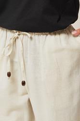 PixieGirl Petite Women's Natural Brown Beaded Linen Wide Leg Trousers | PixieGirl 5