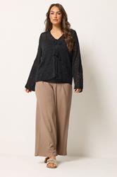 YOURS Plus Size Black Pointelle Knitted Tie Cardigan | Yours Clothing 1