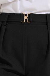 PixieGirl Petite Women's Black Buckle Wide Leg Trousers | PixieGirl 5