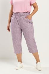 YOURS Plus Size Lilac Purple Paisley Cropped Trousers | Yours Clothing 3