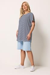 YOURS Plus Size Navy Blue Stripe Swing Top | Yours Clothing 1