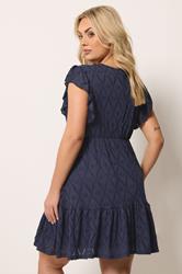 YOURS Plus Size Navy Blue Wrap Pointelle Dress | Yours Clothing 2