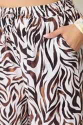 YOURS Plus Size Natural Brown Zebra Print Wide Leg Trousers | Yours Clothing 5