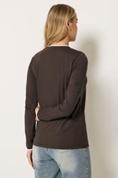 LTS Tall Chocolate Brown Layered Long Sleeve T-Shirt | Long Tall Sally 1