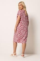 YOURS Plus Size Pink Abstract Print Pleat Front Midi Dress | Yours Clothing 2
