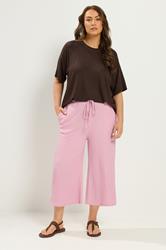 YOURS Plus Size Pink Crinkle Culottes | Yours Clothing 1