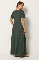 YOURS Plus Size Khaki Green Textured Maxi Dress | Yours Clothing 2