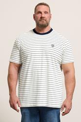 BadRhino Big & Tall Off-White Extra Long Stripe Pique T-Shirt | BadRhino 3