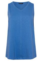 EVANS Plus Size 2 Pack Blue & Black Cotton Vest Tops 9