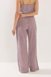 LTS Tall Women's Burgundy Red Gingham Cotton Wide Leg Trousers | Long Tall Sally 2