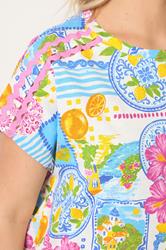 YOURS Plus Size White Tile Print Trim Detail T-Shirt | Yours Clothing 4