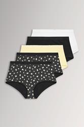 YOURSET 5 PACK Curve Black & Yellow Daisy Full Briefs