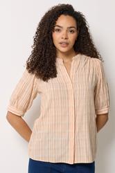 M&Co Orange Stripe Short Puff Sleeve Blouse | M&Co 3