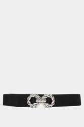 Black Elasticated Buckle Front Belt | Yours Clothing 3