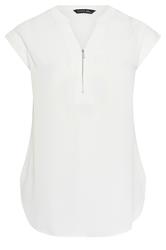 EVANS Curve White Zip Front Blouse