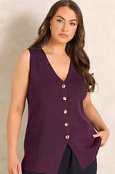 EVANS Plus Size Plum Purple Knitted Waistcoat | Evans 3