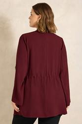 EVANS Plus Size Berry Red Lightweight Waterfall Jacket | Evans 2