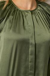 LTS Tall Women's Khaki Green Satin Button Top | Long Tall Sally 5