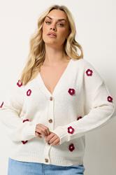 YOURS Plus Size Ivory White Applique Flower Cardigan | Yours Clothing 3