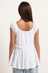PixieGirl Petite Women's White Tiered Cotton Top | PixieGirl 2