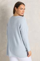 EVANS Plus Size Blue Batwing Sleeve Jumper 2
