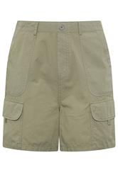 YOURS Plus Size Green Poplin Cargo Shorts | Yours Clothing 5
