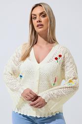 LIMITED COLLECTION Plus Size White Crochet Embroidered Cardigan 1