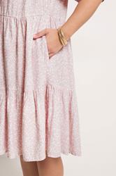 YOURS Plus Size Pink Ditsy Tiered Mini Smock Dress | Yours Clothing 4