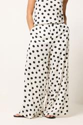 PixieGirl Petite Women's Set White Polka Dot Bandeau Top & Wide Leg Trousers | PixieGirl 4