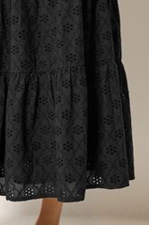 M&Co Petite Black Broderie Tiered Cotton Maxi Skirt | M&Co 4