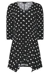 M&Co Black Polka Dot Hanky Hem Top