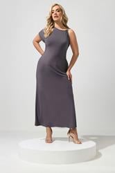 YOURS LONDON Plus Size Grey Metal Buckle Detail Maxi Dress | Yours Clothing 1