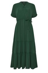 M&Co Green Tiered Tie Waist Midi Dress