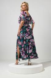 YOURS LONDON Plus Size Black Tropical Mesh Maxi Dress | Yours Clothing 2