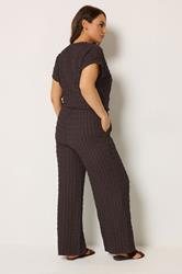 YOURS Plus Size Set Chocolate Brown Set Bubble Textured Top & Trousers | Yours Clothing 2