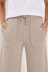 PixieGirl Petite Women's Stone Brown Pocket Patch Wide Leg Joggers | PixieGirl 4