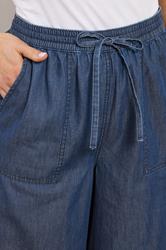 LTS Tall Women's Dark Blue Pull On Cotton Wide Leg Jeans | Long Tall Sally 5