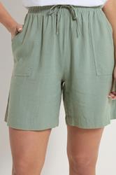 M&Co Sage Green Linen Shorts | M&Co 5