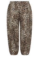 YOURS Plus Size Black Leopard Print Crinkle Barrel Trousers | Yours Clothing 6