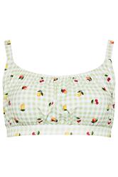 LIMITED COLLECTION Plus Size Green Gingham Fruit Print Bikini Top | Yours Clothing 6