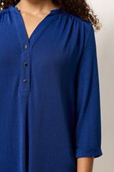 M&Co Blue Shimmer Half Placket Blouse | M&Co 4