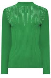 STAR Green Embellished Neckline Jumper