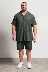 BadRhino Big & Tall Green Textured Revere Shirt | BadRhino 2