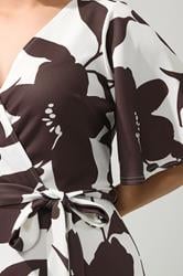 YOURS LONDON Plus Size White & Brown Floral Wrap Dress 4