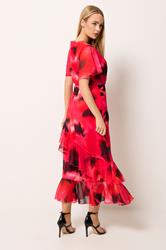 STAR Red Blurred Floral Tiered Wrap Dress | StarByJM 2